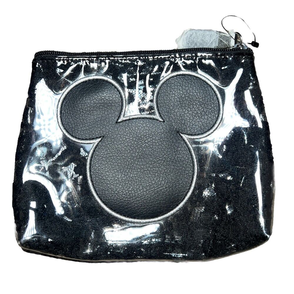 Disney Parks Exclusive MICKEY MOUSE ICON CLEAR PLASTIC & LACE MAKEUP BAG‎ CLUTCH